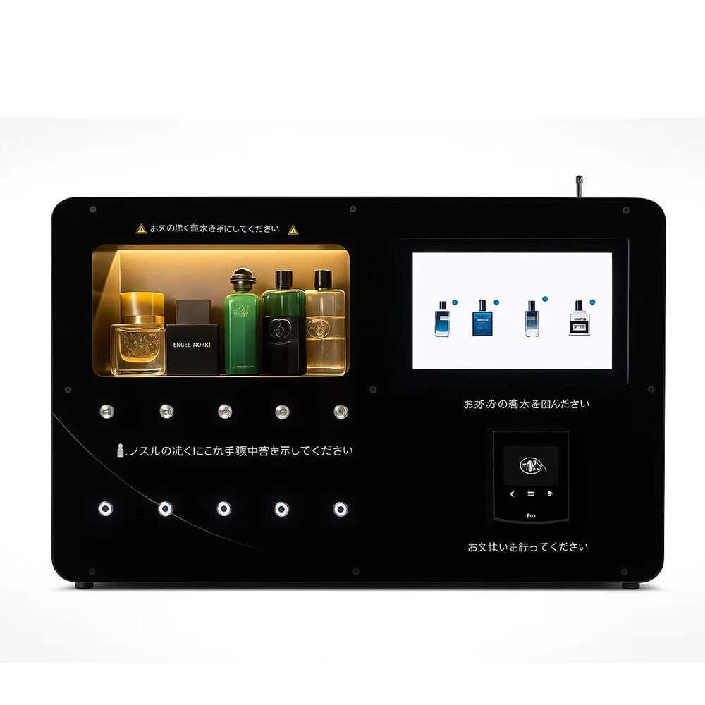 

Japan Modern LED Display Perfume Vending Machine Five Tanks Coin Token Payment for Fragrance Lovers Malls Hotels Beauty Salons