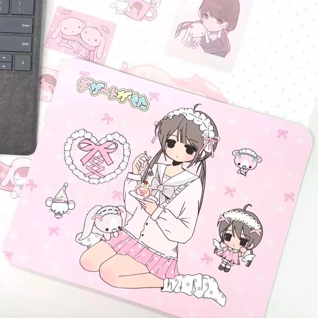 

Японский Kawaii коврик для стола из искусственной кожи в горошек для девочек | Водонепроницаемый нескользящий коврик для мыши для компьютерного столового офисного общежития