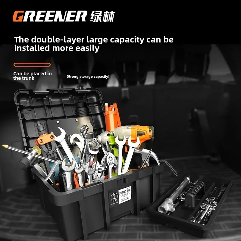 صندوق أدوات كبير جدًا للاستخدام المنزلي والمهني - صندوق أدوات فولاذي وبلاستيكي عالي التحمل مع قفل ومفتاح #3