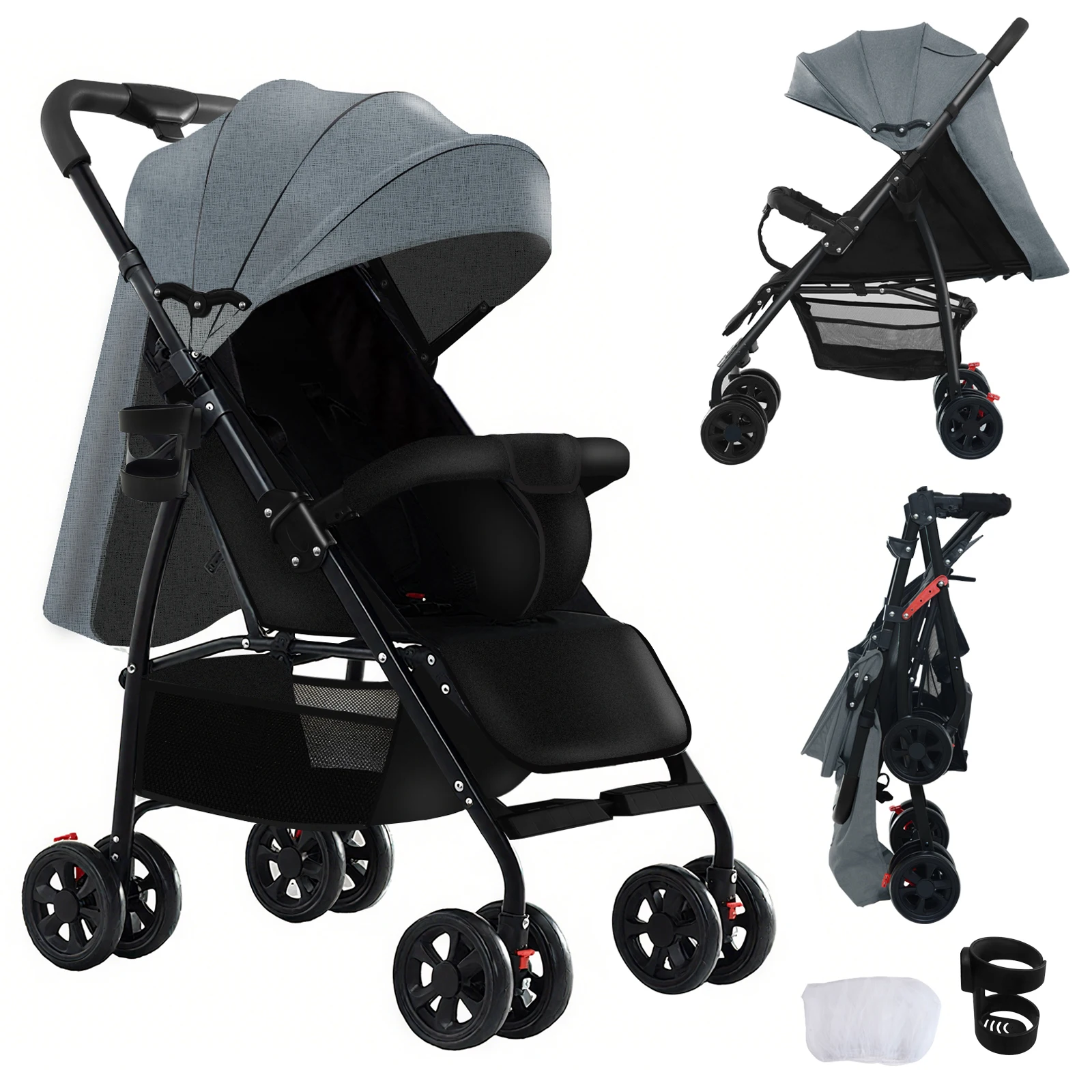 Kinderwagen voor kinderwagen 3-in-1 kinderwagen met opbergmand Lichte kinderwagen babyauto's babyaccessoires, kinderwagen voor kinderautostoeltje