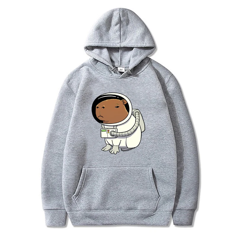 Capybara Astronaut Print Hoodies Kawaii Capybara Beach Ball Graphic Unisex Pullover Fashion Cartoon Pattern Man/Women Sweatshirt