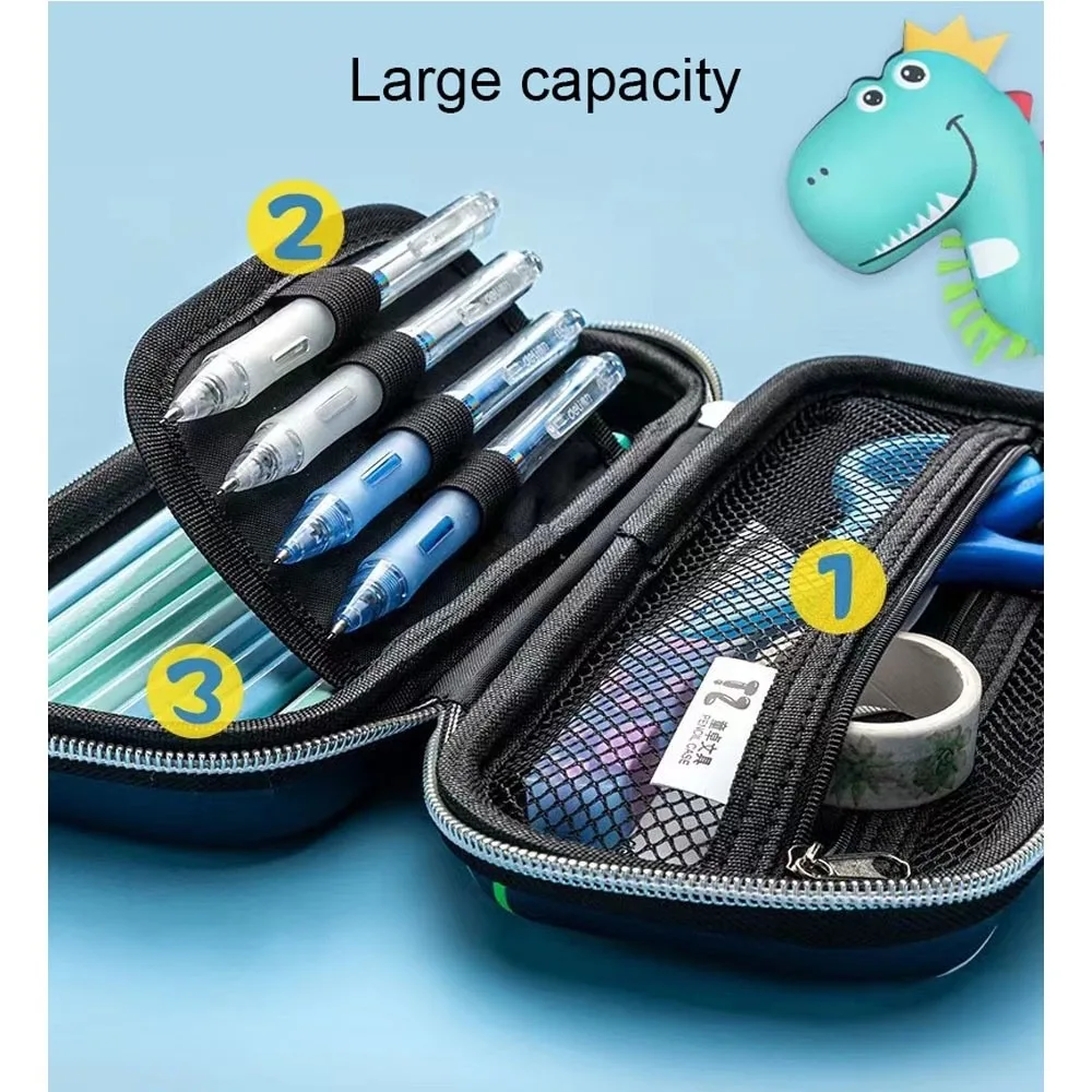 

Cartoon 3D Dinosaurs Pencil Case EVA Zipper Closure Pen Box Large Capacity Waterproof Stationery Organizer School Office