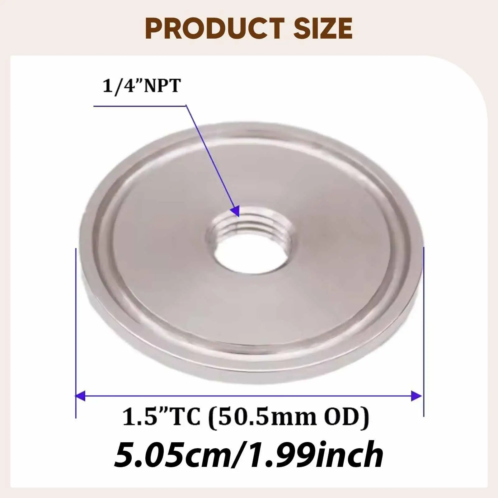 Ball Convert Lid Tri Clamp Compatible 1.5 Inch Stainless Steel Cap with NPT Thread for Homebrew Connection