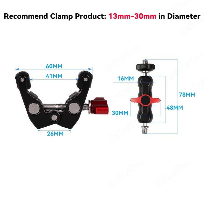 Multi-function Ball Head Super Clamp Magic Arm  1/4'' 3/8'' Hole for GPS Phone Video Mount Action Camera Monitor LED Light Mic