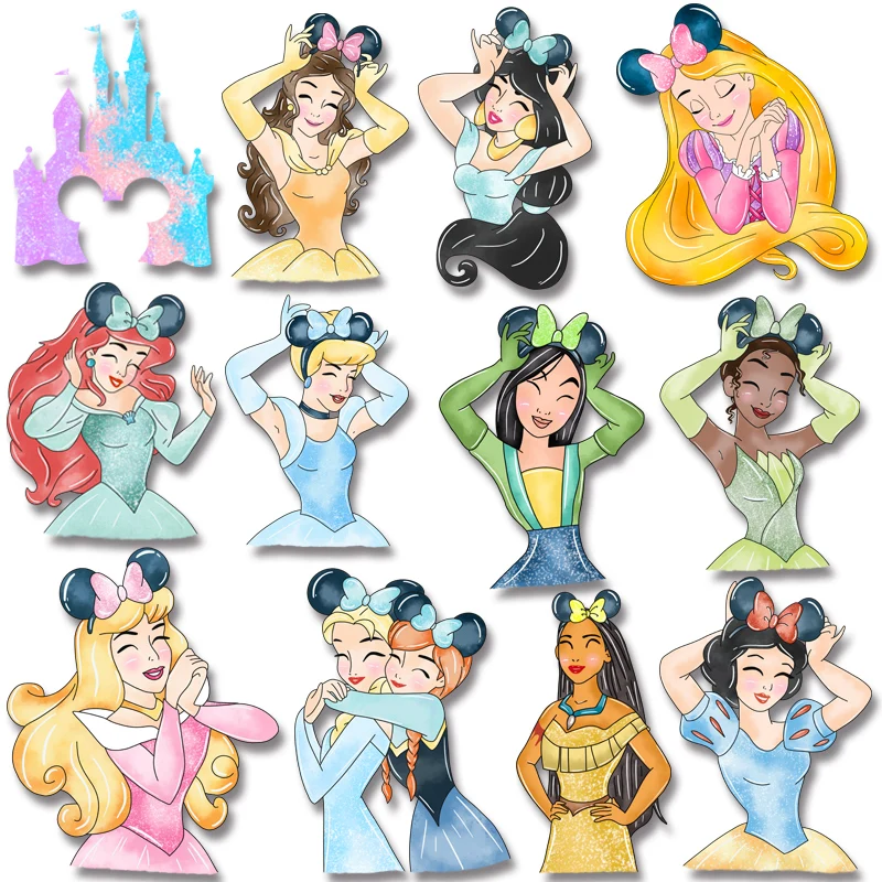 

Mickey Minnie Ear Princess Castle Iron On Transfer Patches for Clothing DIY T-shirt on Jackets Bags Socks Pillow Caps Clothes