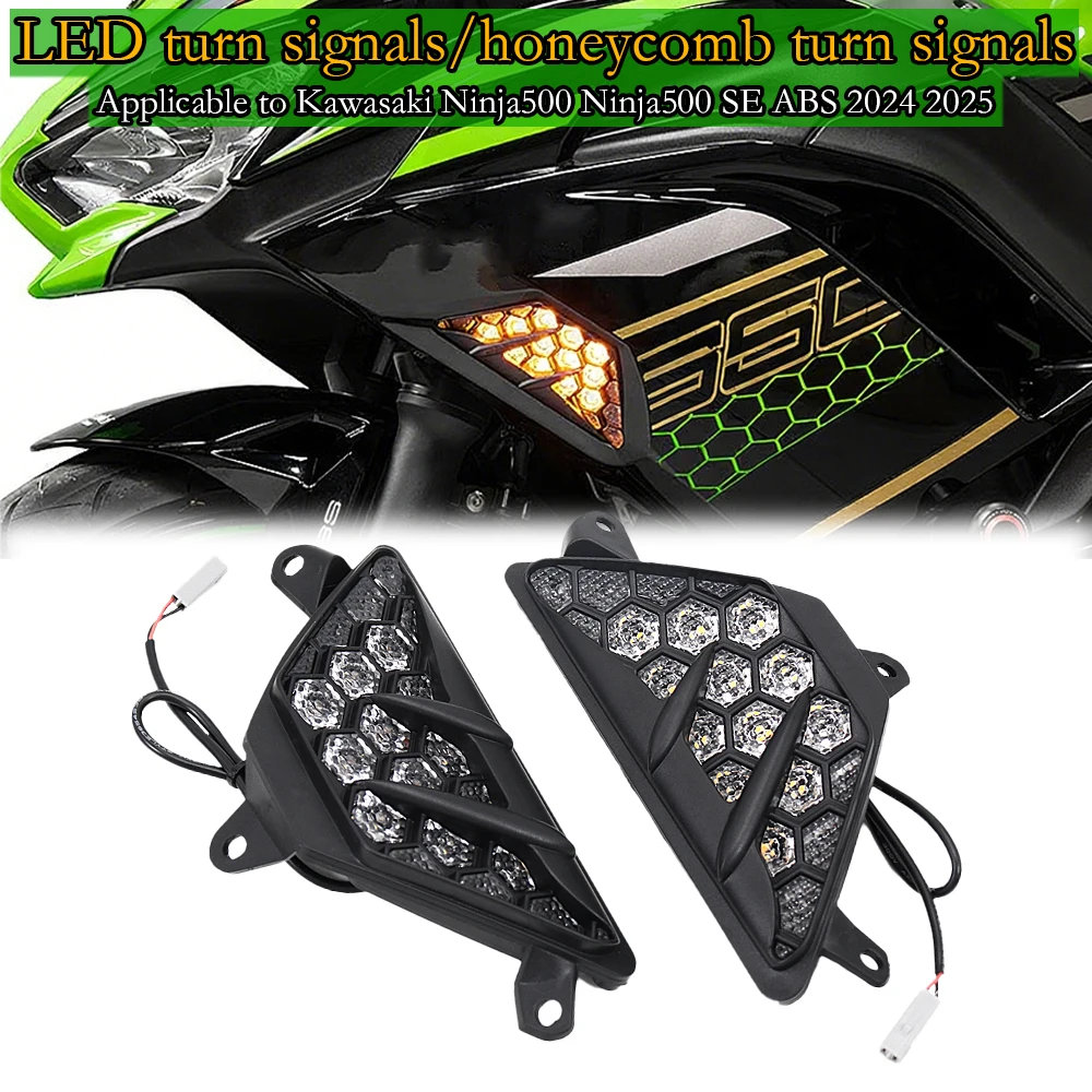 

Suitable For Kawasaki Ninja500 Ninja500 SE ABS 2024-25 Motorcycle LED Turn Signal Honeycomb Turn Signal Flashing Lndicator Light