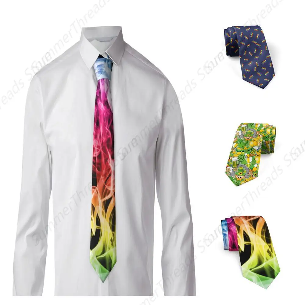 Fantasy World Men's Tie, Dreamy Unicorns Pattern with Rainbow Mane Blue Violet Multicolor