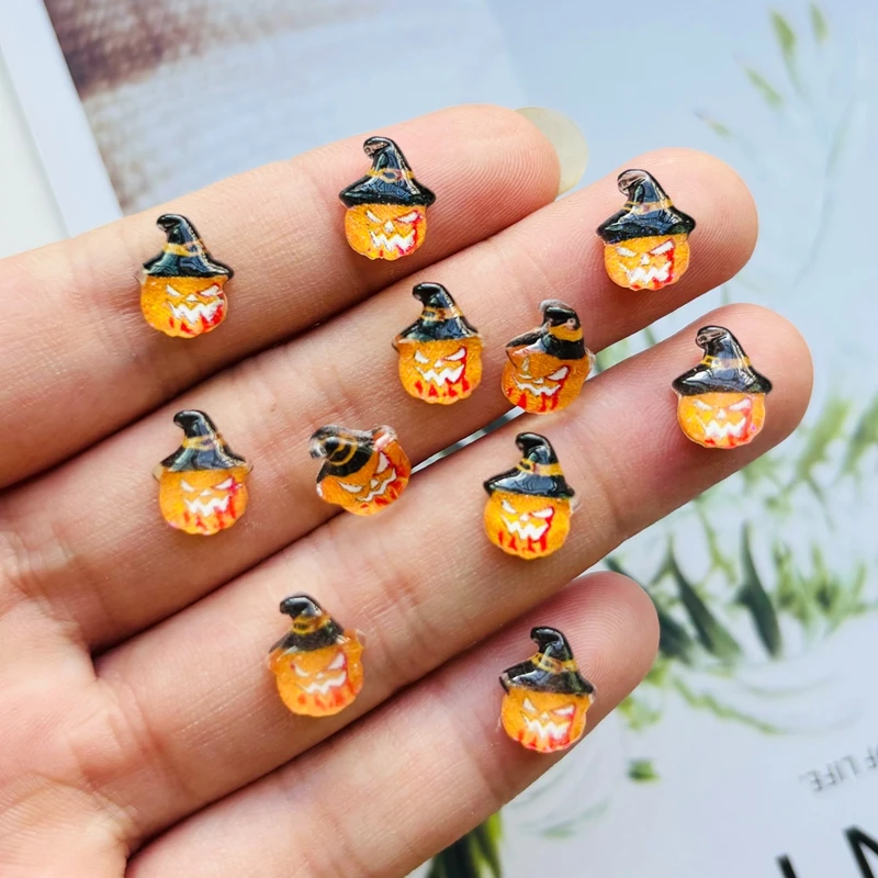 Halloween Pumpkin Nail Charms - 50Pcs Gothic Cartoon Resin Flat Back Jewelry Accessories For Diy Nail Art, Scrapbooking & Crafts