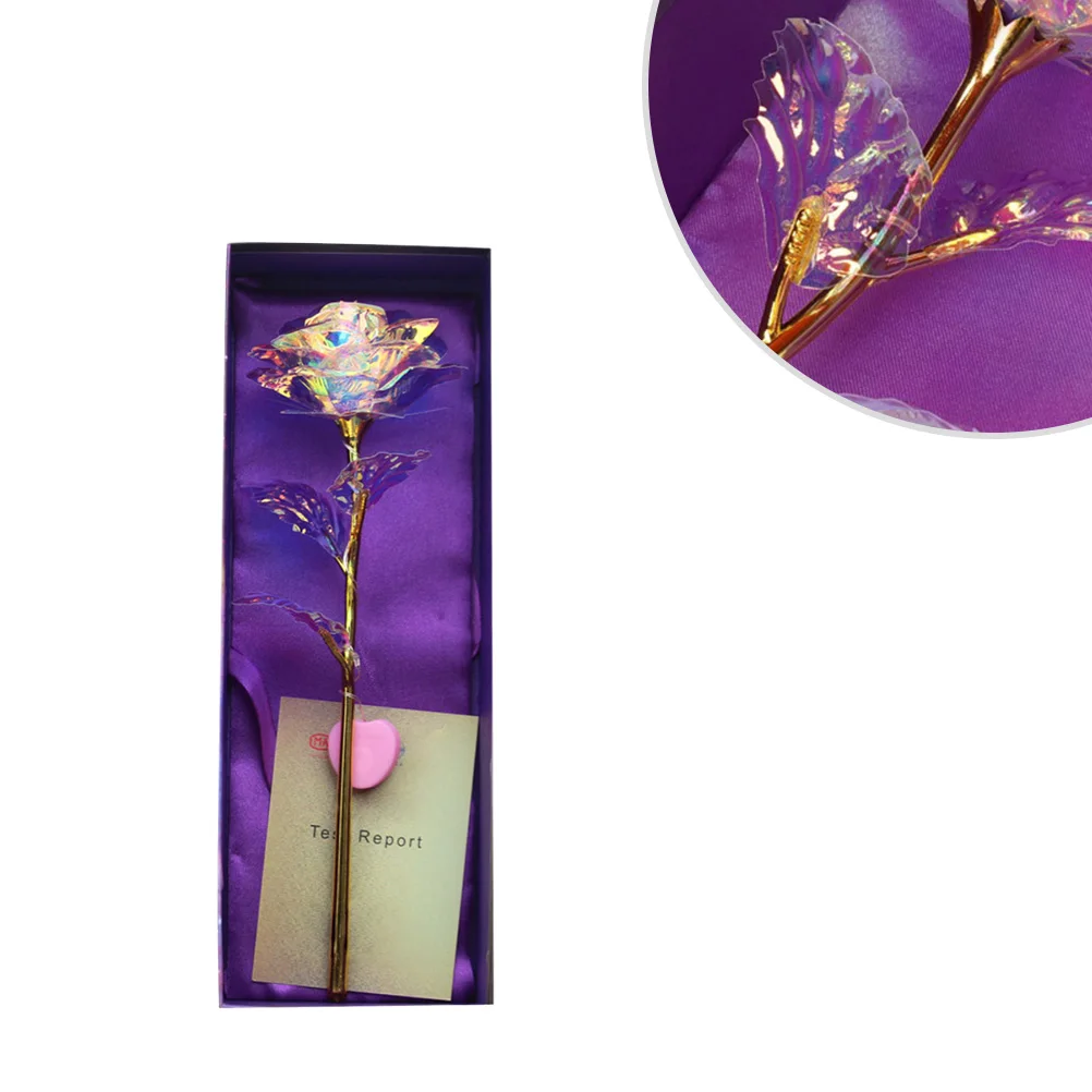 

Gold Foil Rose Gift Box Present Flower Elegant Crystal Artificial Decor Valentine Christmas Birthday Wedding Anniversary