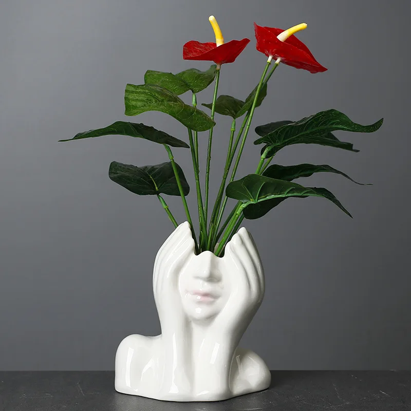 Nordic Ceramic Body Art Vase Decoration Crafts Human Face Living Room Flower Arrangement Hydroponic