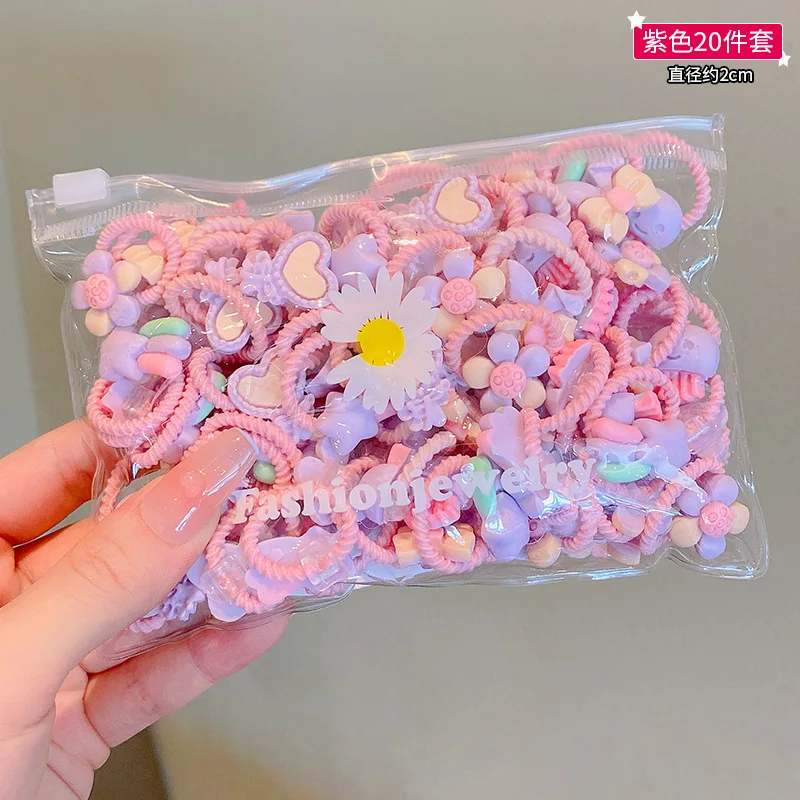 20Pcs Children\'s Rubber Band Does Not Hurt The Hair Elastic Good Girl Baby Head Rope Small Tie Hair Chirp Scrunchies Headdress