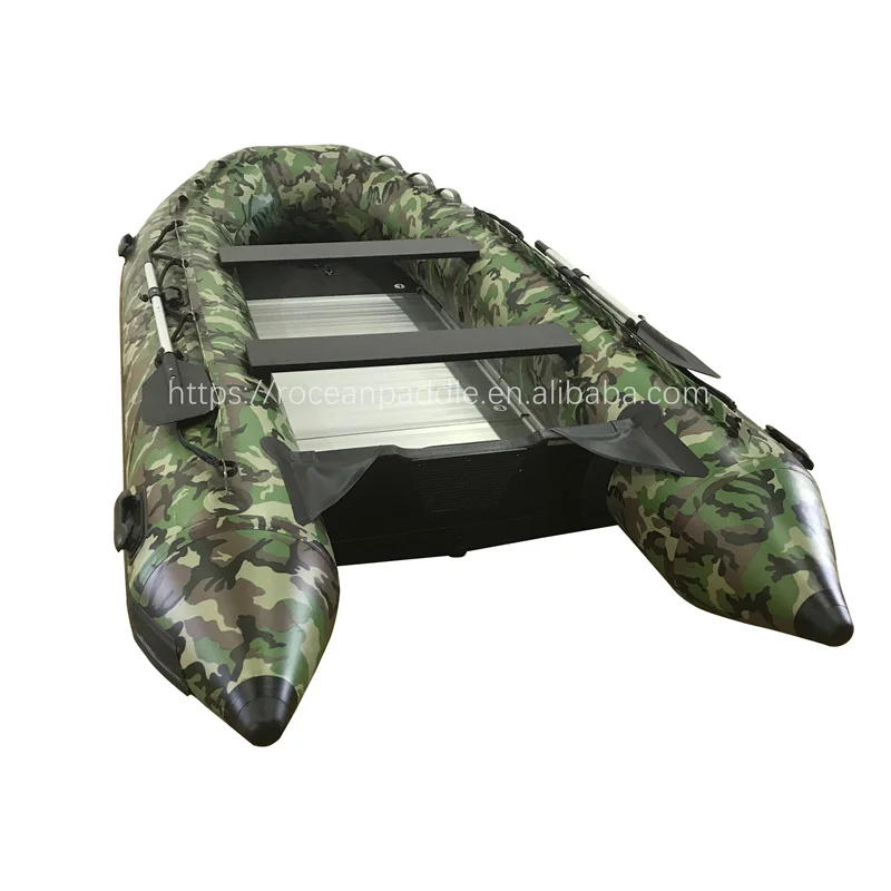 Wholesale CE Camouflage PVC Rubber Inflatable Fishing Dinghy Boat With Aluminum Floor /Wood Floor
