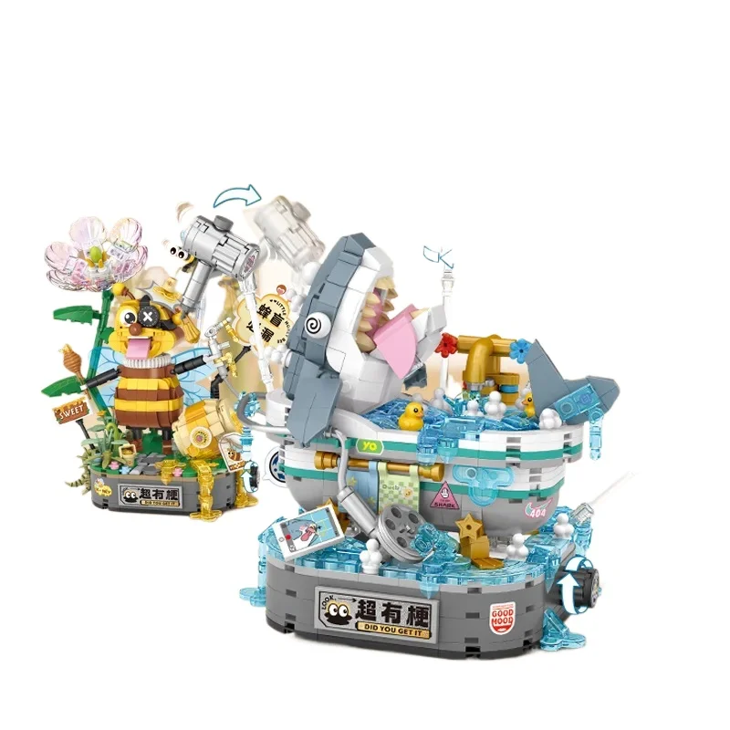 LOZ New Shark Model Building Blocks Toys View Bee Honey MOC Sets DIY Assembly Mini Bricks Home DecorToys For Girls Gifts Kids