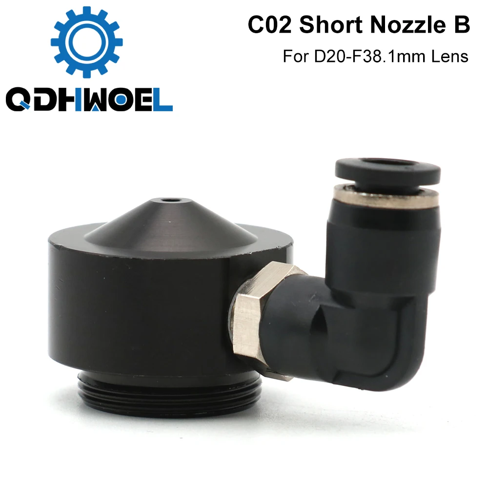 

QDHWOEL Air Nozzle N02 for Dia.20 FL38.1 Lens CO2 Short Nozzle B with Fitting for Laser Head at CO2 Laser Cutting Machine