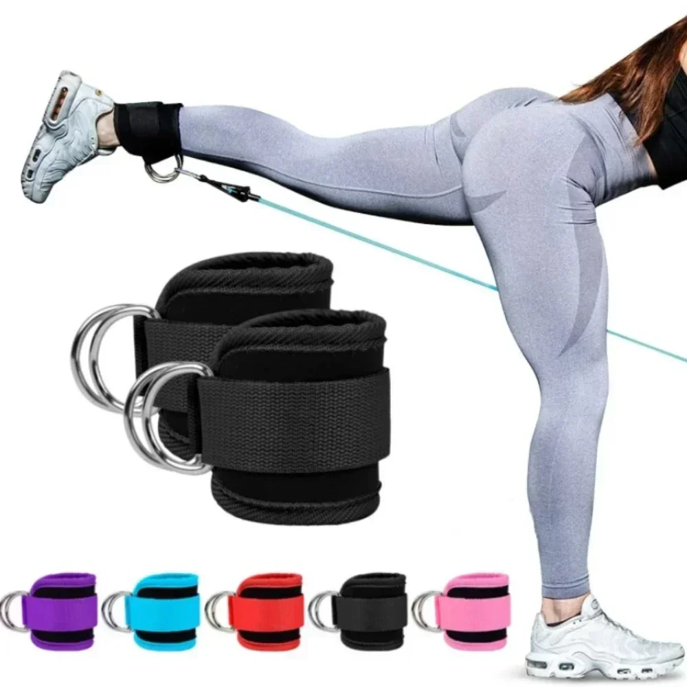 Adjustable Gym Ankle Straps Double D-Ring Neoprene Padded Cuffs Ankle Weight Leg Training Brace Support Sport Safety Abductors