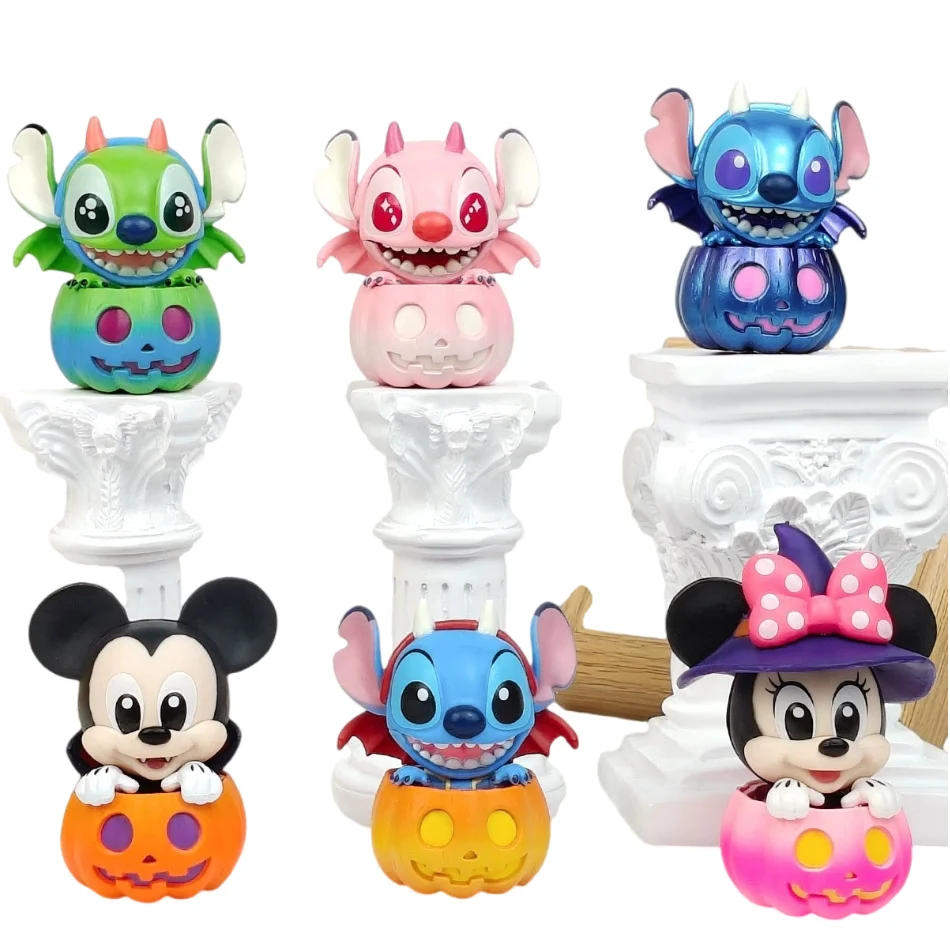 Disney Blind Box Mickey Mouse And Friends Pumpkin Series Stitch Figure Halloween Dress Up Doll DecorateToys  Festival Gifts