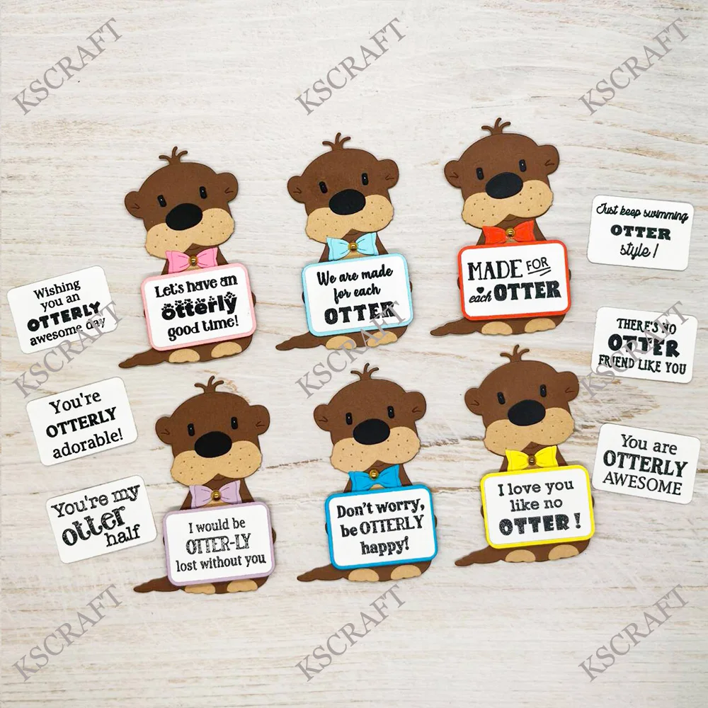 KSCRAFT Otter Sentiments Cutting Dies Stencils for DIY Scrapbooking Decorative Embossing DIY Paper Cards