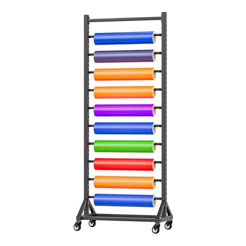70cm Inner Size Heavy du Metal Carpet Fabric Rolling Sample Display Rack Durable Textile Racks With Universal Wheel