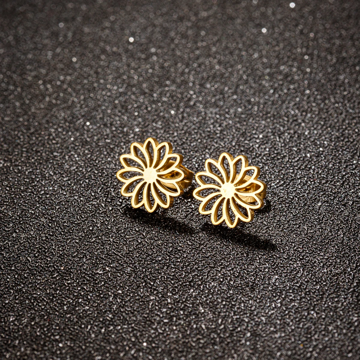 1 Pair Stainless Steel Simple Flower Earrings Korean Jewelry Cute Flower Small Stud Earrings For Women 2023 New Fashion Sweet Ea