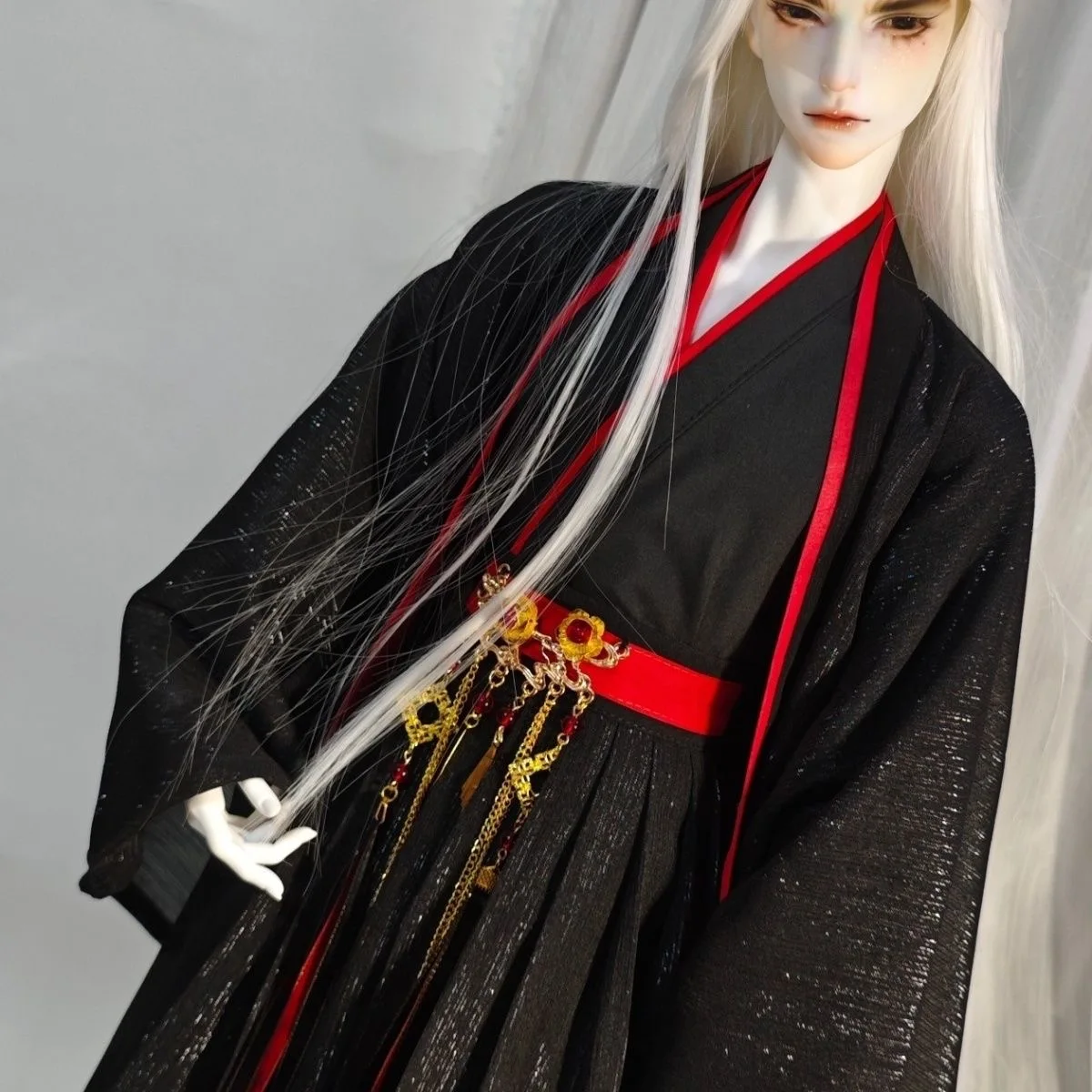 Oude stijl rok 1/4 BJD poppenkleertjes, 1/3 oom pop jurk zwart en rode jurk gratis verzending