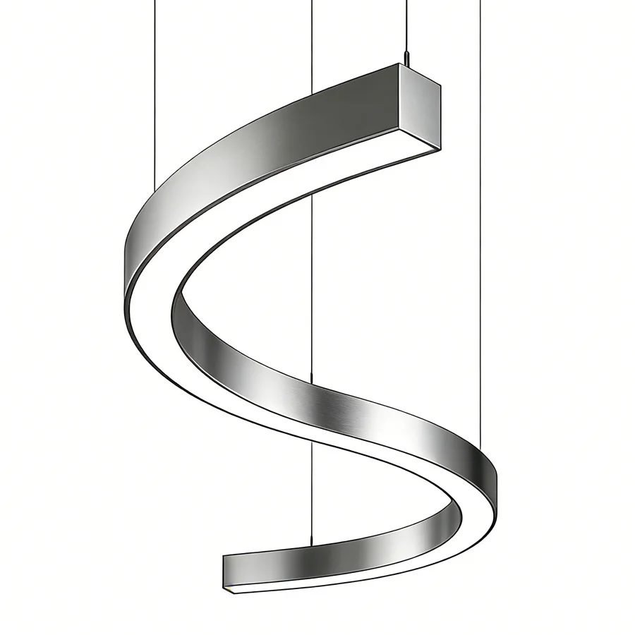 

S Line Liquid Shape LED Linear Light Custom Made Curved Design for Indoor Lighting, Office & Shopping Mall