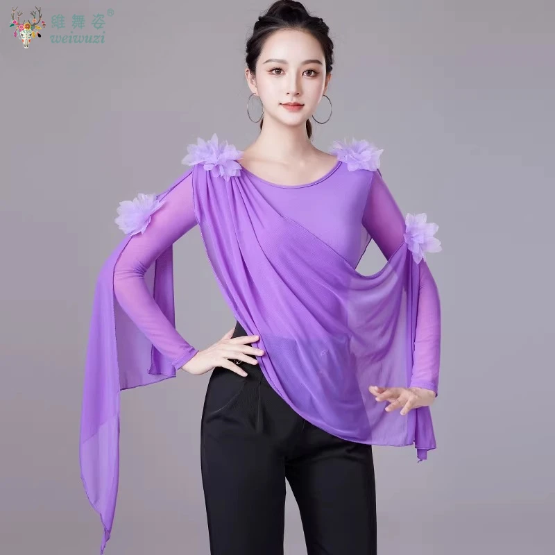 

Modern Dance Professional Practice Clothes Women Long Sleeved Training Clothing Latin Tango Chacha Waltz Performance Costume