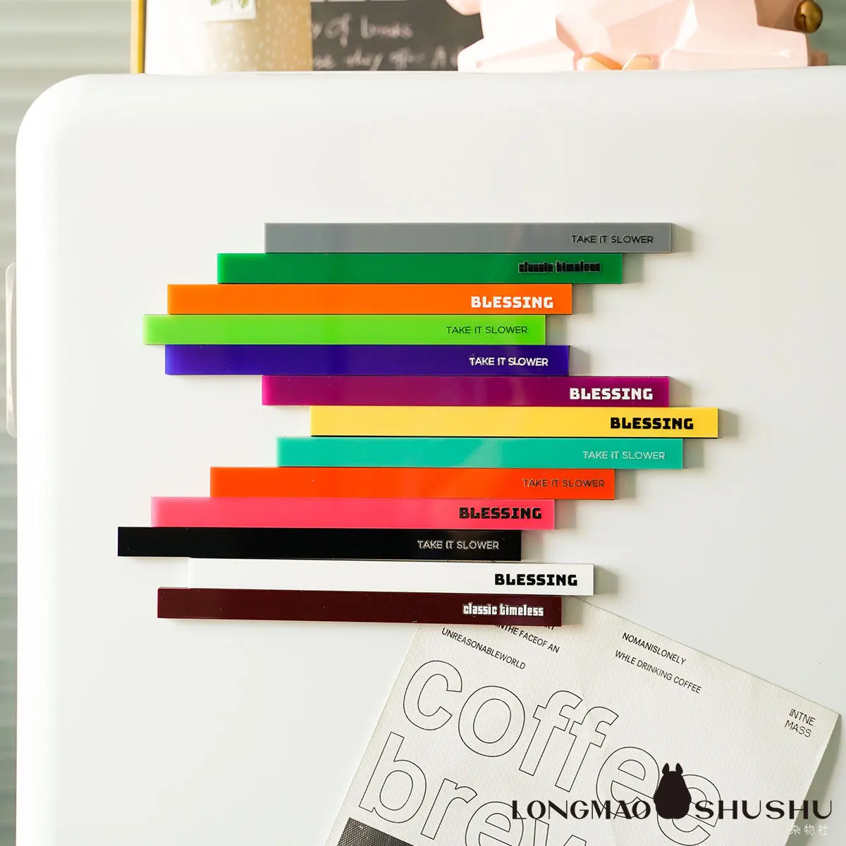 Colorful Long Fridge Magnetic Strip 20Cm Klein Blue Jelly Orange Original Magnet for Photo Polaroid Card Display Pegboard Decor