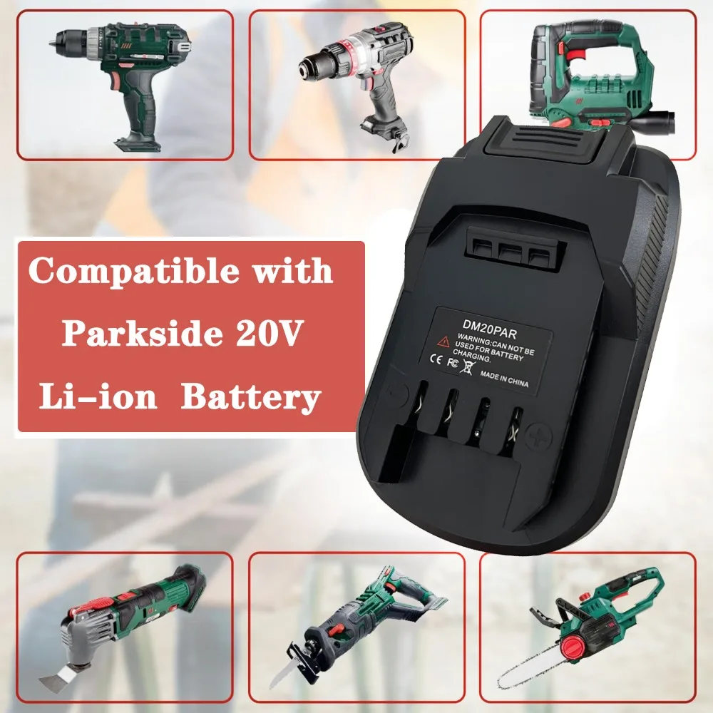 Imagem -03 - Adaptador Conversor para Milwaukee 18v Bateria de Lítio Converter para Parkside 20v Bateria de Lítio Power Tool Drill Use Dm20par
