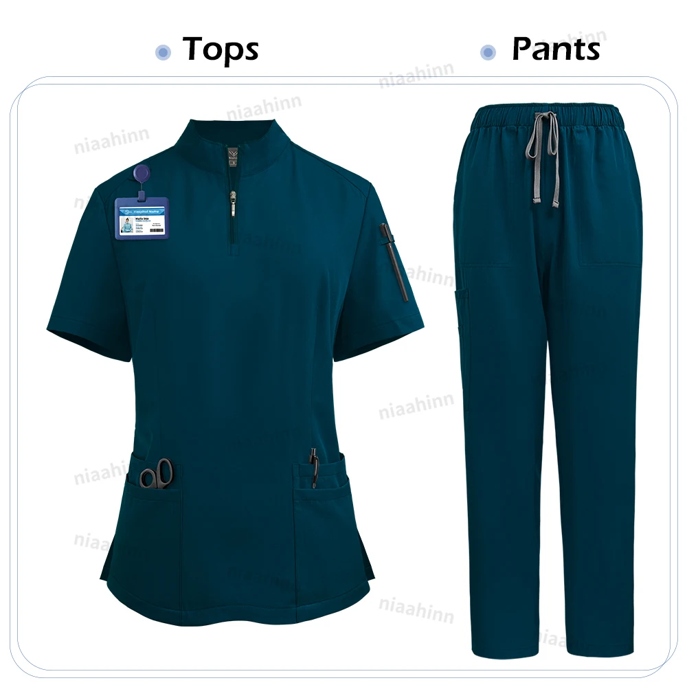Niaahinn Scrub OP-Uniformen, medizinische Kleidung für Frauen, heißer Verkauf, mehrfarbig, Veterinärmedizin, Haustier, Krankenhaus, Zahnklinik, Arbeitskleidung – Detail 10