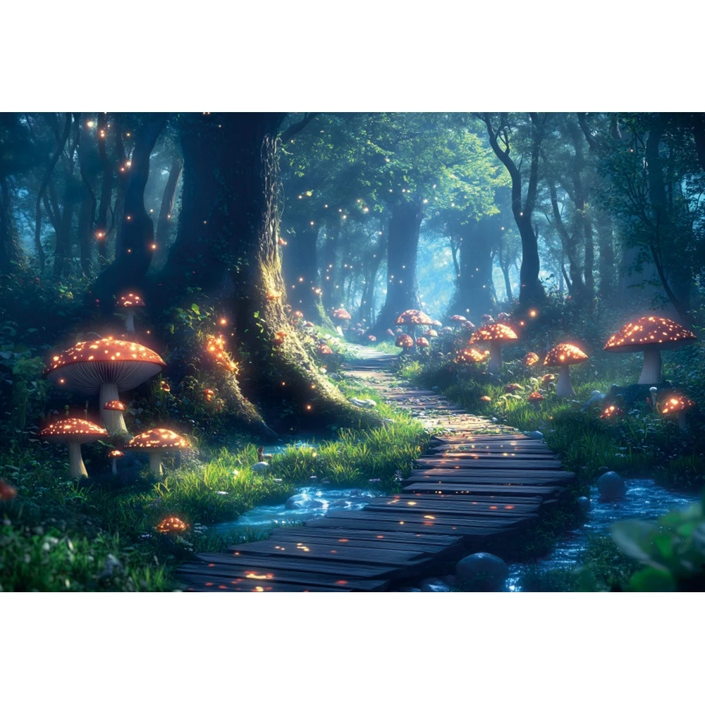 Dreamy ฤดูใบไม้ผลิการถ่ายภาพฉากหลัง Fairy Tale สีเขียวป่าปราสาทหนังสือผีเสื้อเห็ด Party Decor Portrait Photo Props