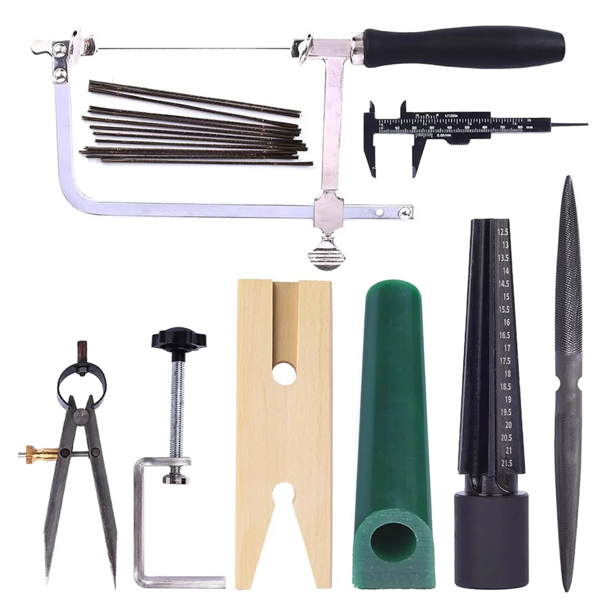 

CACI Carving Tool Kit Jewelry Ring Wax Tube Molds Making Lost Wax Casting Kit Wax Ring Saw with Blades Wax Ring Sizer Jeweler