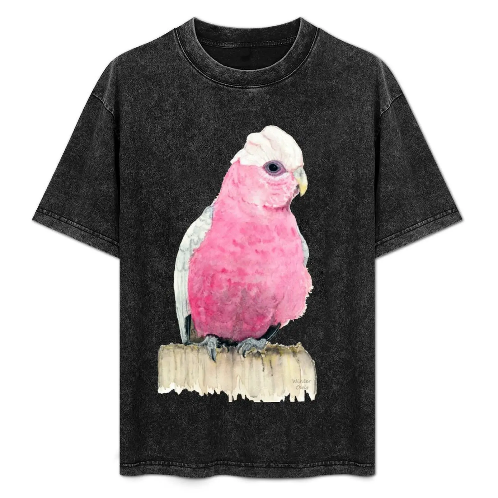 Pink Galah Watercolour Painting, Australian Native Bird Art T-Shirt aesthetic clothes korean fashion mens vintage t shirts