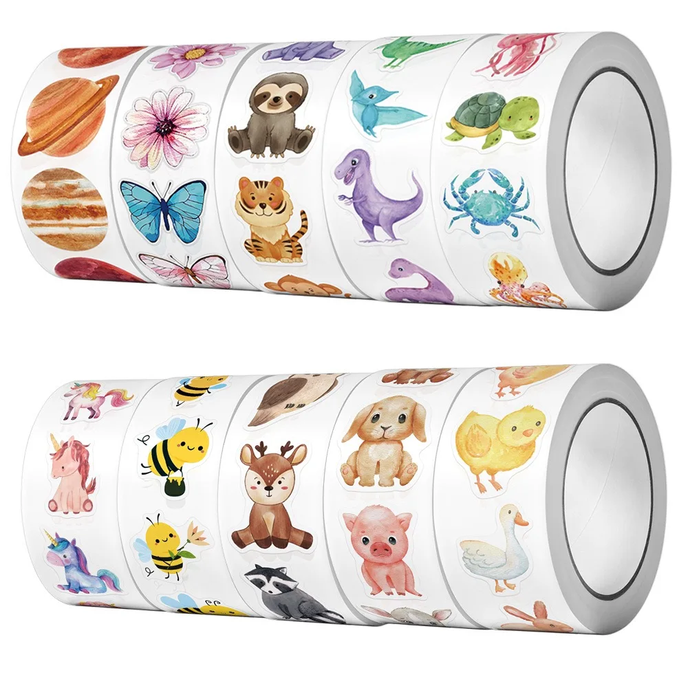Autocollants de récompense animaux mignons pour enfants, 100 à 500 pièces, super jouets encourageants, papeterie scolaire, scrapbook pour enfants de la maternelle