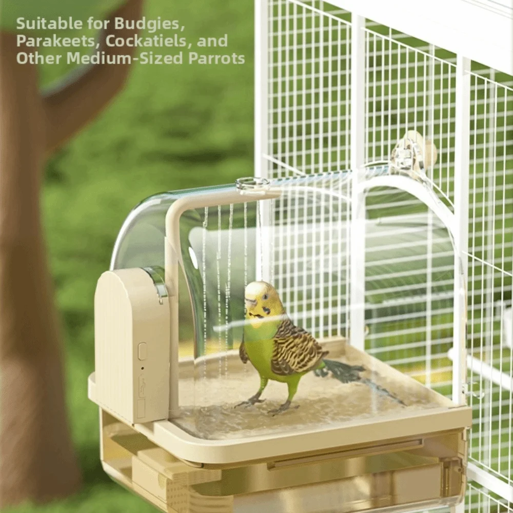 

Новая прозрачная ванна для птиц с автоматической циркуляцией воды, съемная, для попугаев, большой емкости, с фильтрацией, аксессуар для клетки, товары для животных