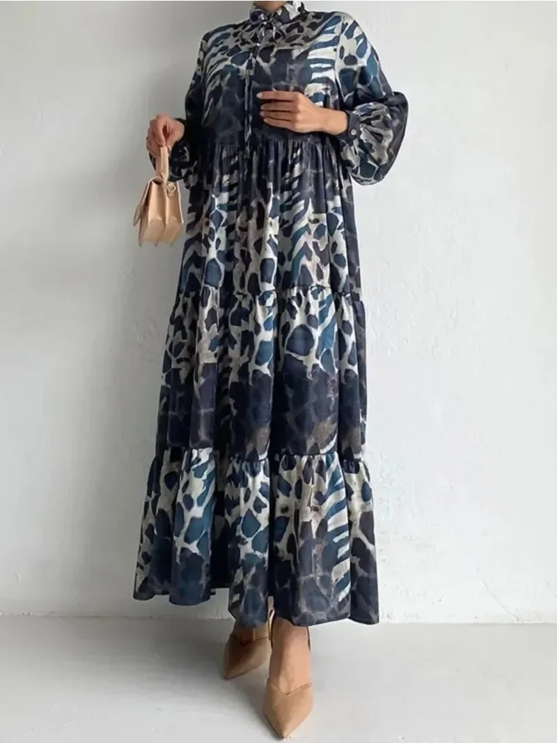 

Ramadan Eid Muslim Women Abaya Leopard Print Dresses Jalabiya Long Robe Morocco Dubai Abayas Kaftan Islam Arabic Vestidos Largos