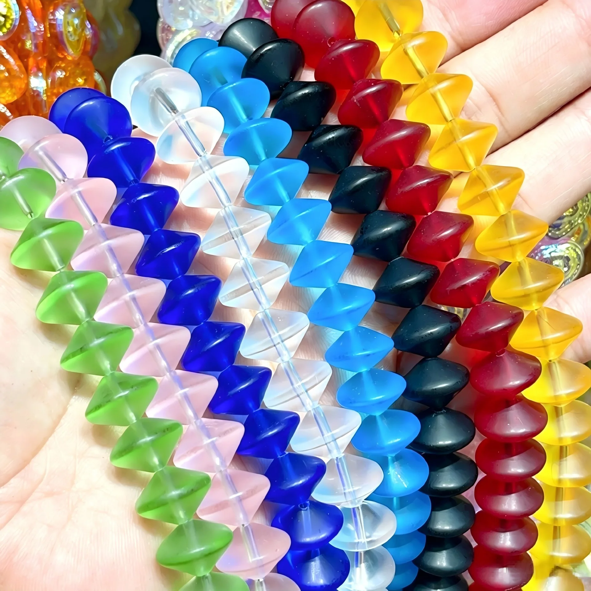 10 Stück 11x14MM Glas-Abacus-Perlen, modische UFO-Abstandsperlen für handgemachte Armbänder, Halsketten, DIY-Schmuckherstellungszubehör