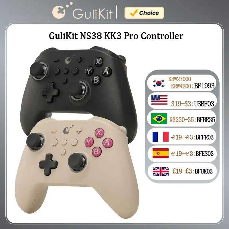 GuliKit NS38 KK3 Pro Controller KingKong 3 Gamepad with Hall Effect Joysticks & Triggers for Windows Nintendo Switch Android iOS