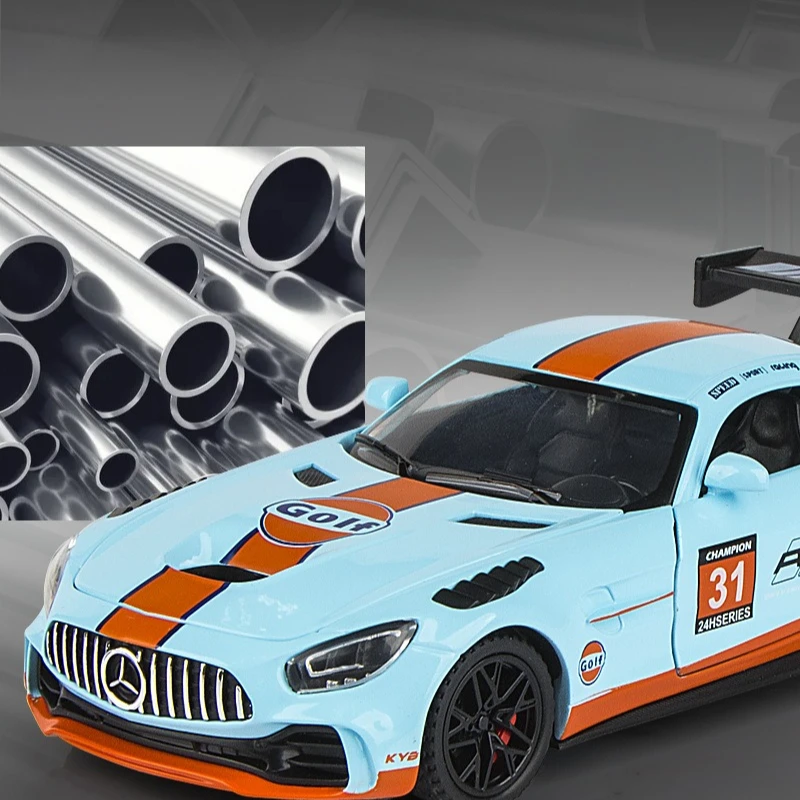 Modèle de Voiture en alliage moulé sous pression, échelle 1/32 Benz AMG GTR, son et lumière, Voiture Miniature, véhicules jouets pour enfants, cadeau d'anniversaire