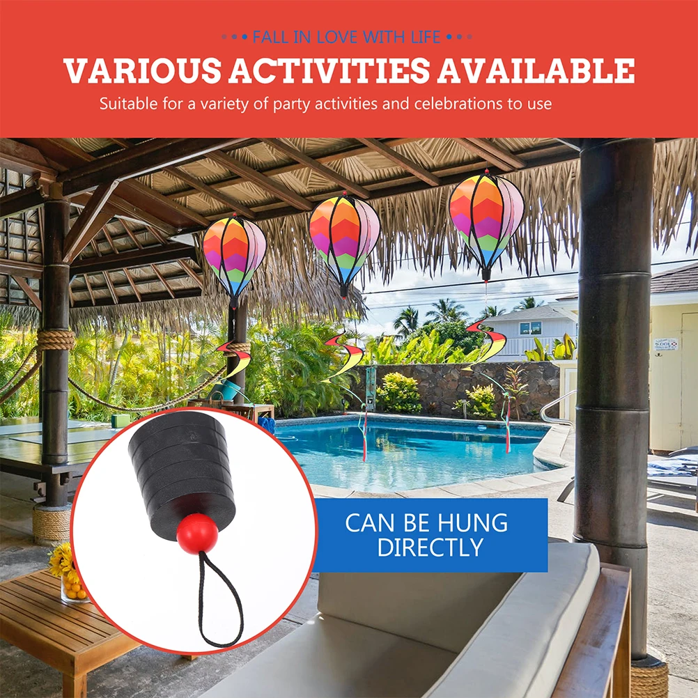 Ballon à Air chaud arc-en-ciel, 4 pièces, ornements, moulin à vent, pelouse, tourbillon, Spinenr, décoration extérieure à rayures