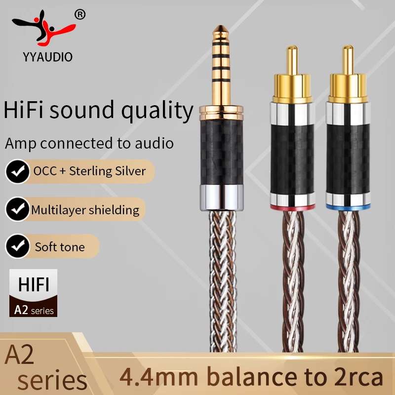 Radio HIFI 4.4mm AUX do 2RCA Balance kabel Audio wysokiej klasy rozdzielacz jeden-do-dwa Y do wzmacniacza Audio zestaw kina domowego