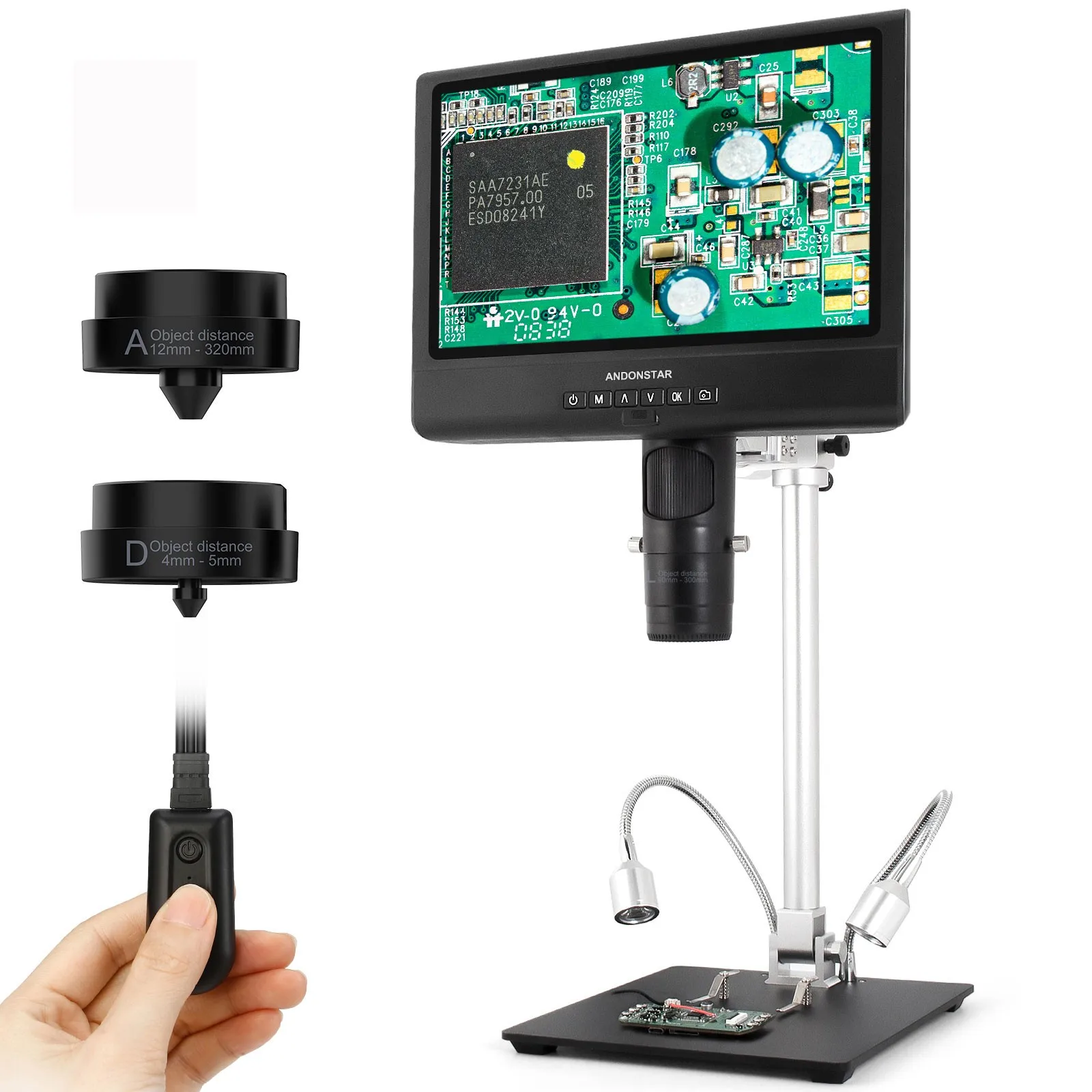 For Andonstar AD249-M 10-inch LCD Screen Digital Microscope for Electronics Soldering and Repairing