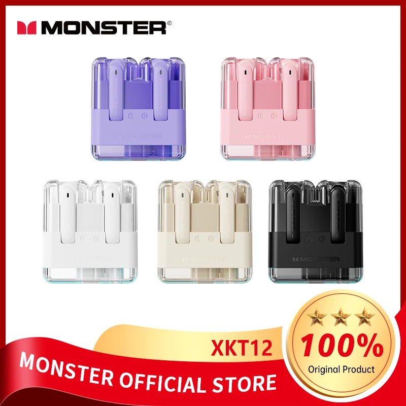 

Original Monster XKT12 TWS Earphones Bluetooth 5.3 Wireless Headset HIFI Sound Gaming Earbuds Noise Reduction Headphones With Mi