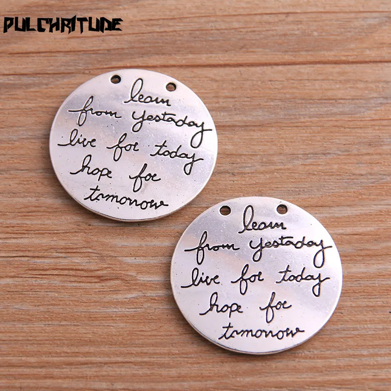 2pcs 30mm Two Color Metal Zinc Alloy Round Letter Charms Fit Jewelry Medical Plant Pendant Makings