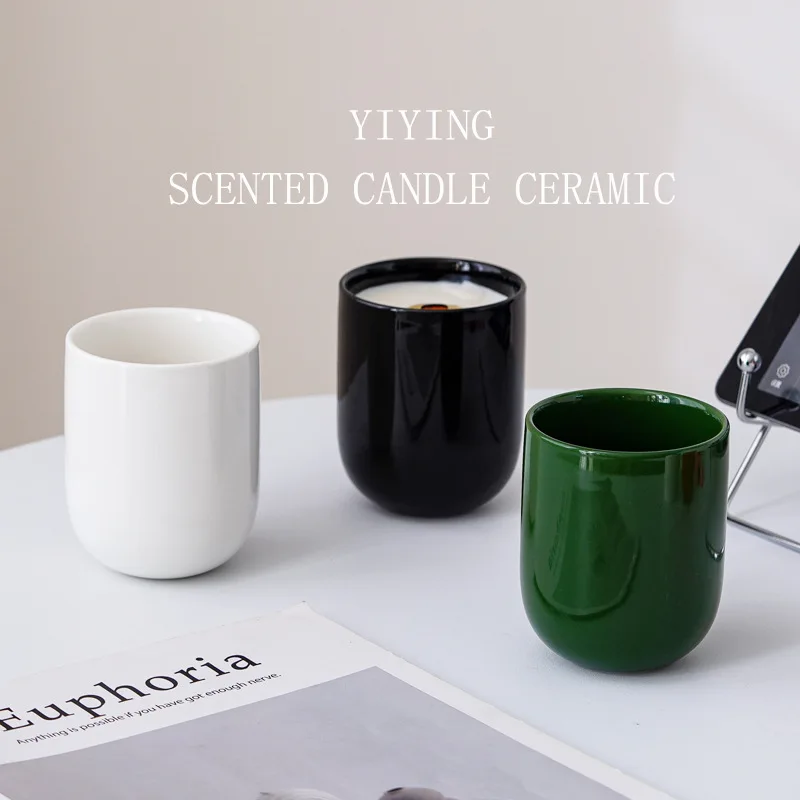 

Ceramic Empty Candles Cups DIY Soy Wax Containers Modern Bedroom Decoration Ornaments m