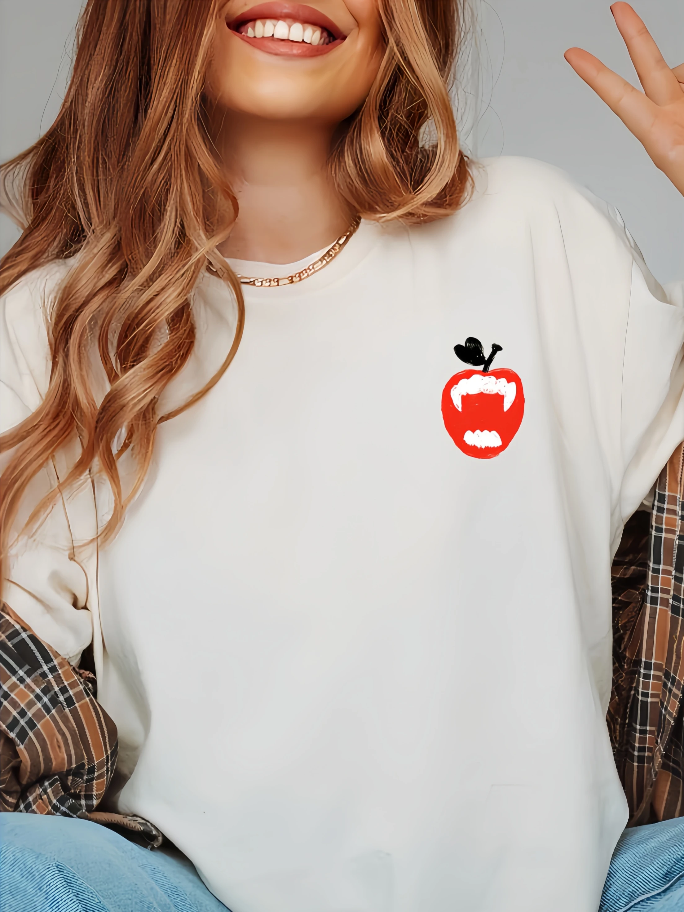 

Funny Red Mouth Emoji Print Graphic Sweatshirt Women Stylish Minimalism Preppy Style Pullover Holiday Outfits