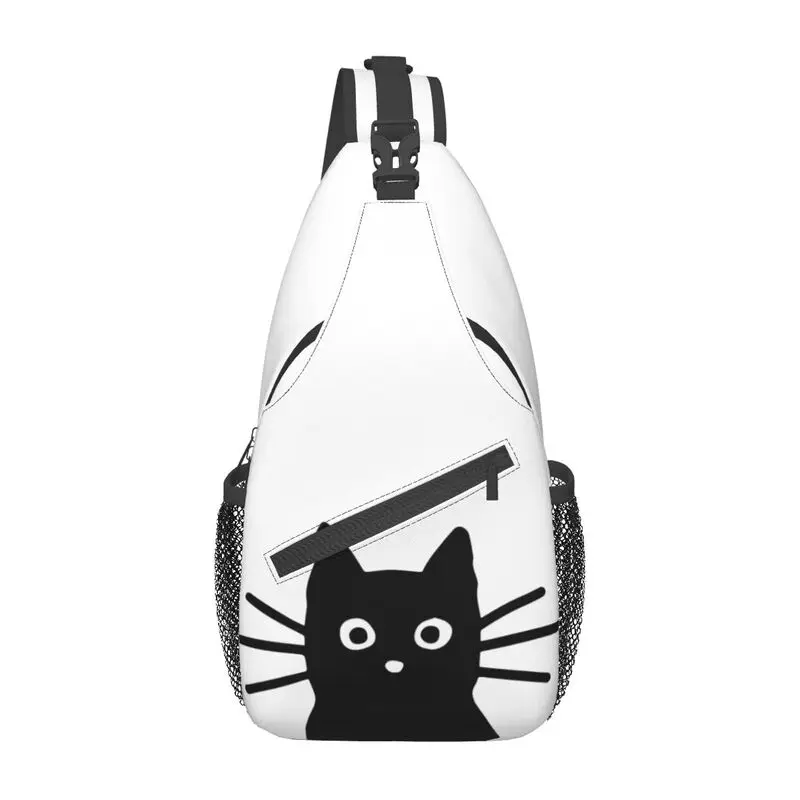 Mochila de viaje personalizada con Gato Negro para hombre, bolso de hombro, bandolera de pecho, mochila de día