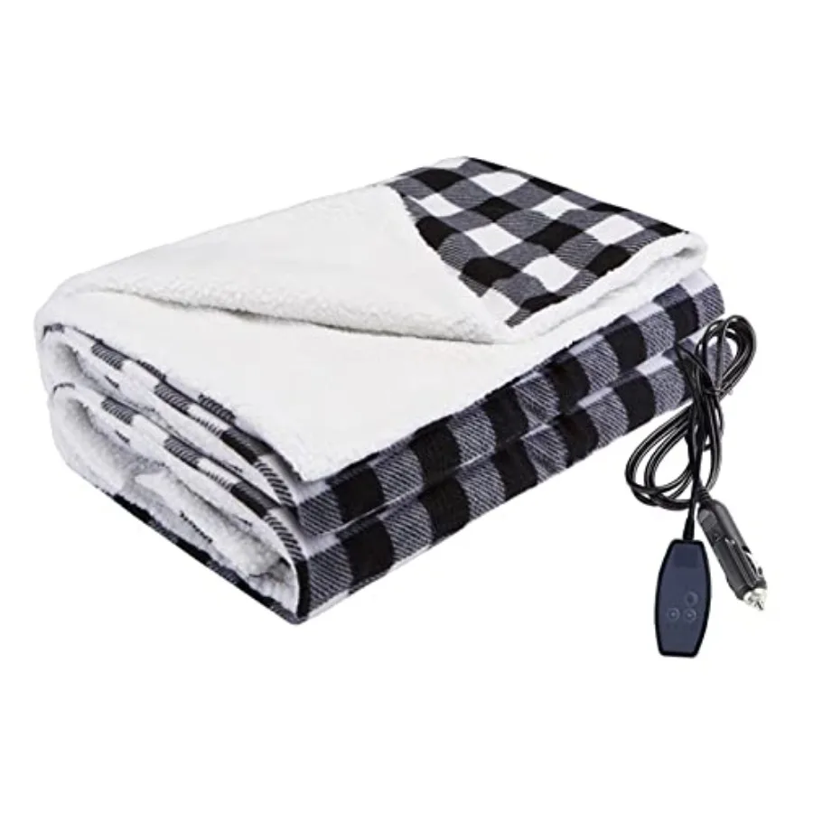 

Electric Car Blanket, Reversible Sherpa/Fleece Warm Car Travel Blanket with Intelligent Temp for Cars, Trucks and RV - Great fo