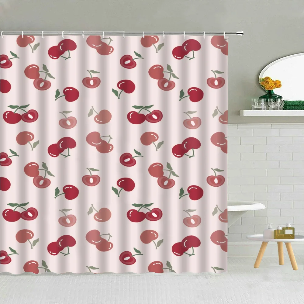 Little Cherry Things for the Bathroom Accessories Set Folding Partition Bath Curtain Shower Curtains Bedrooms Houses Rooms Home