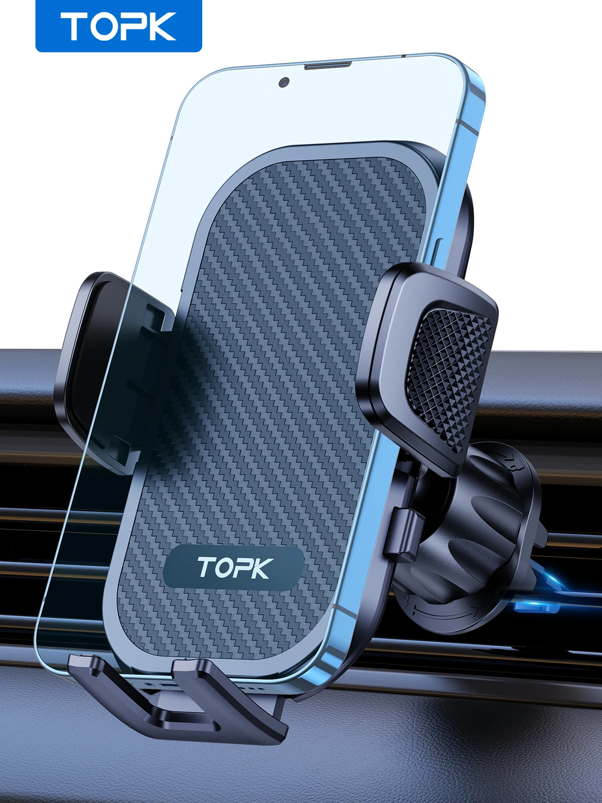 TOPK Auto-Handyhalterung für Lüftungsschlitze, Freisprecheinrichtung, Einfache Klemmhalterung im Fahrzeug, Passend für Alle 4" bis 7" Smartphones