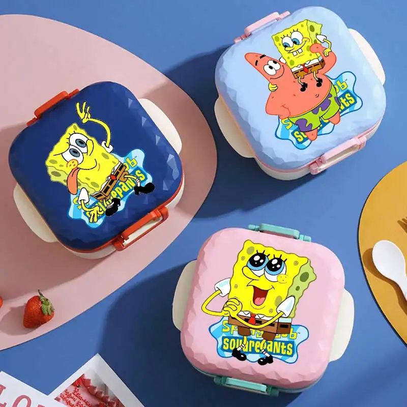 

Ланч-бокс Спанч Боб 800 мл, подходит для микроволновки, без BPA, с Патриком Старом, детский аниме-бенто-бокс, в комплекте с бесплатными столовыми приборами
